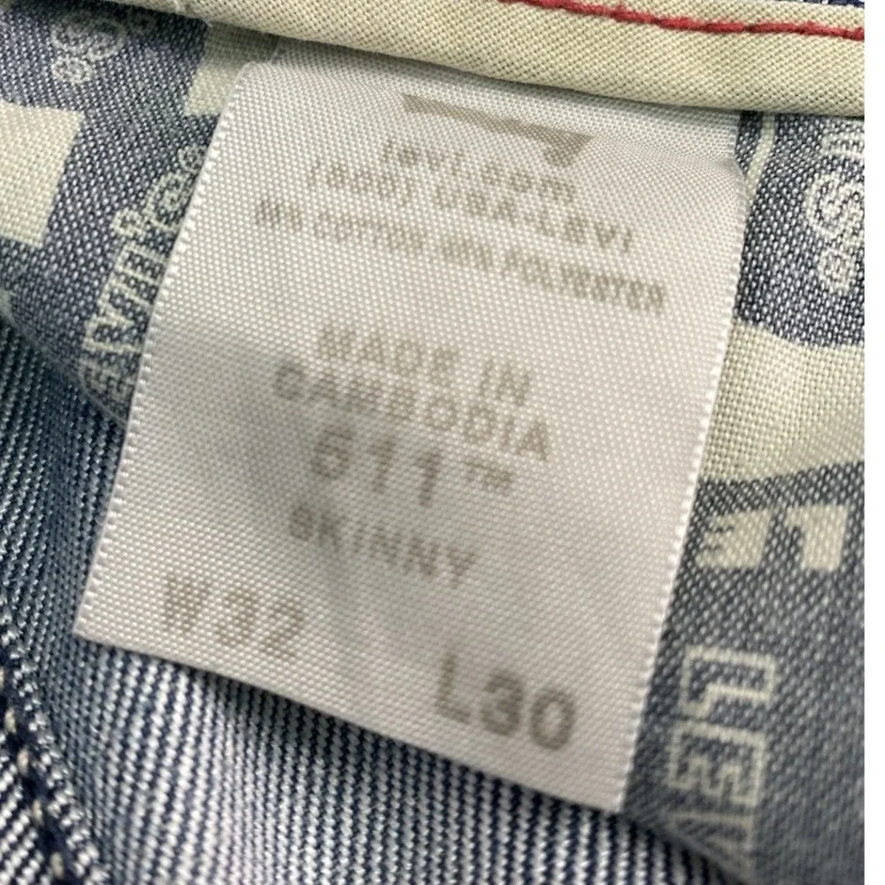 Vintage‎ Y2K Levi's 511 Skinny Jeans Men 32x30 Light Blue Denim Casual Creased